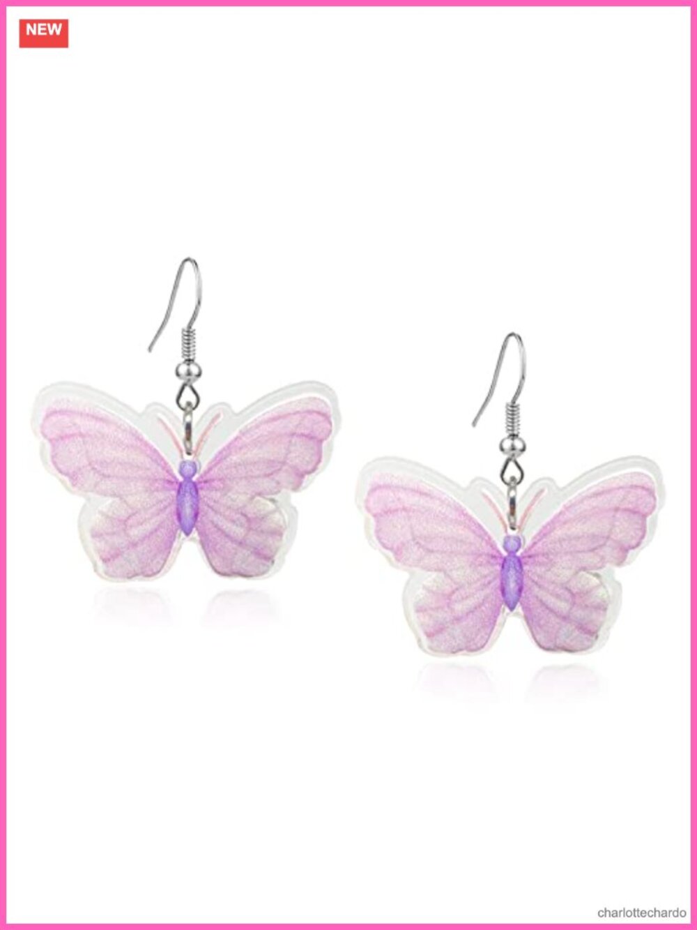 Acrylic Butterfly Drop Dangle Earrings Push Back Fashion Jewelry for Women